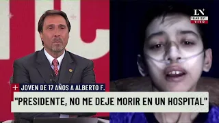 "Presidente, no me deje morir en un hospital": la carta de un joven de 17 años a Alberto Fernández