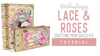 Lace & Roses Crafting Printables Kit | Tutorial | Junk Journal w/ Ridges | Envelope Ephemera Holder