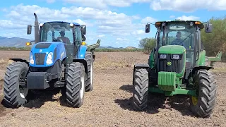 NEW HOLLAND TS6.125 Elite & JOHN DEERE 6603 BARBECHANDO 1er CAREO DE 2 BUENOS TRACTORES & MARCAS