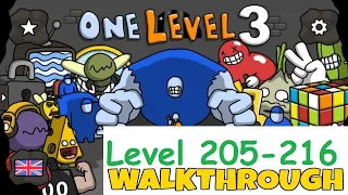 One Level 3: Stickman Jailbreak Level 205 - 216 Walkthrough (RTU Studio)