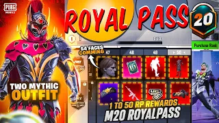 2 Mythics in M20 Royal Pass | 1 to 50 Rp Rewards |S4 Hair is Coming | Vehicle Skin |PUBGM