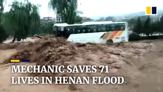 Chinese mechanic rescues 71 stranded passengers from flood-stricken buses in Henan province