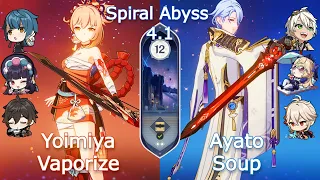 C0 Yoimiya Vaporize x C0 Ayato Soup - NEW Spiral Abyss 4.1 | Floor 12 | Genshin Impact