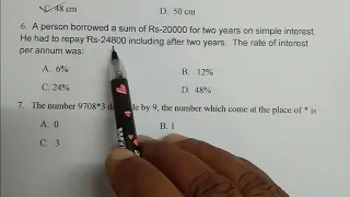 Navodaya Vidyalaya Class 6th model paper   2021 Math Part 37   navodaya Vidyalaya entrance Exam 2021