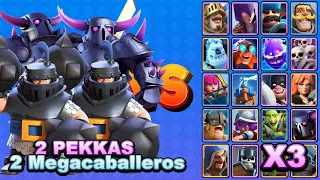 2 PEKKAS Y 2 MEGACABALLEROS vs TODAS LAS CARTAS TERRESTRES X3 | Clash Royale