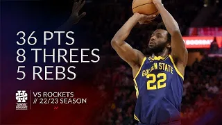 Andrew Wiggins 36 pts 8 threes 5 rebs vs Rockets 22/23 season