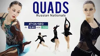 Quadruple jumps at Nationals 2023 - Petrosyan, Akatyeva, Valieva