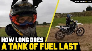 HOW LONG DOES 1 TANK OF FUEL LAST?! 300TPi + 8 YEAR OLD RIDES MY BIKE