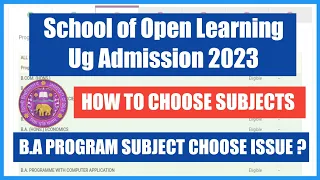 Sol B.a Prog New Admission Subject choose Issue 2023 II How to Choose Subjects B.a program Du Sol