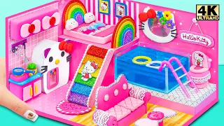 How To Make Hello Kitty Pink House with Rainbow Slide, Pool from Polymer Clay ❤️ DIY Miniature House