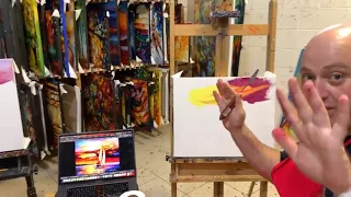 a virtual sip and paint artistic session with Boris Afremov, son of artist Leonid Afremov art lesson