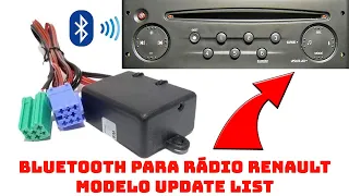 Adaptador Bluetooth para rádio Renault UPDATE LIST