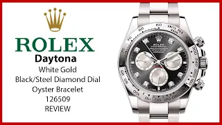 ▶ Rolex Daytona White Gold Bright Black/Steel Diamond Dial Oyster Bracelet 126509 - REVIEW