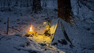 2 DAYS CAMPING in THUNDERSTORM FREEZING COLD | Winter SNOWSTORM