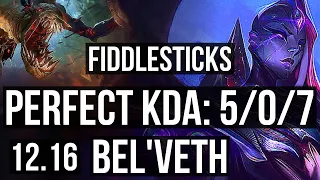 FIDDLE vs BEL'VETH (JNG) | Rank 1 Fiddle, 5/0/7, 70% winrate | KR Challenger | 12.16