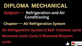 Air Refrigeration System || Bell- Coleman cycle || Reversed Joule Cycle || Reversed Brayton cycle