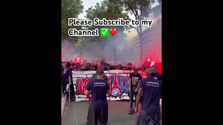 PSG corteo before the game against Lens yesterday 👊🏻🇫🇷 #psg #parissaintgermain #ultras