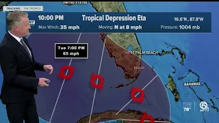 Palm Beach County back on Tropical Depression Eta's cone of uncertainty
