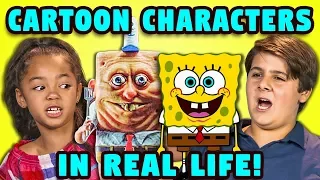 10 CARTOON CHARACTERS IN REAL LIFE w/ KIDS (React)