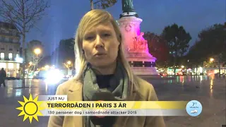 Tre år sedan terrordåden i Paris – "Tungt beväpnade militärer på gatorna har b… - Nyhetsmorgon (TV4)