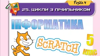 Інформатика 5 клас. Алгоритми та програми. Цикли з лічильником. Малювання у Скретч.