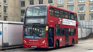 FRV. Ratp Group Route 9. Hammersmith Bus Station - Aldwych. Enviro400 Hybrid ADH45008 (SN60 BYC)