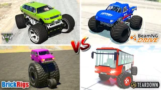 MONSTER TRUCK in GTA 5 vs TEARDOWN vs BEAMNG DRIVE vs BRICKRIGS - WHICH IS BEST?