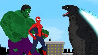 Godzilla vs Super Heros : Spiderman & Hulk & Joker - Cartoon Animation