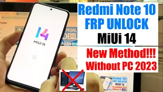 Redmi note 10 MiUi 14 FRP Bypass/Unlock Without Pc 2023 Google Account Bypass Miui 14