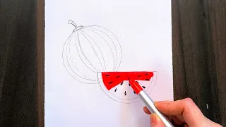 Very easy Watermenlon 🍉 drawing | तरबूज का drawing | watermelon drawing using easy trick /watermelon