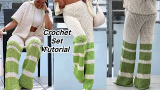 Crochet Easy V - Stitch Pants All Sizes  #crochet #crochetpants #crochetset