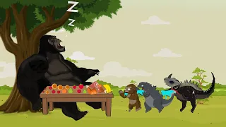 Baby Godzilla Vs. Kong: FOOD FIGHT | Funny Cartoon