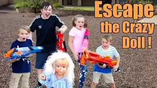 Escape the Crazy Doll! Sneak Attack Nerf Adventure with Ethan and Cole, Extreme Toys TV!