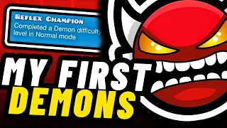 Beating My FIRST Demon In Geometry Dash!! (Theory of Everything 2)