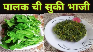 पालकची सुखी भाजी/Spinach Dry Veg Recipe/Palak chi sukhi bhaji simple & tasty/Marathi recipes
