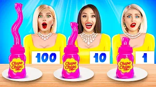 Desafio das 100 Camadas | 24 Horas de Comida Com 1 VS 100 Camadas de Chocolate por RATATA BRILLIANT