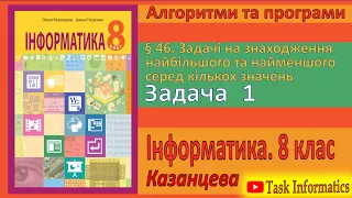 § 46. Задачі на знаходження найбільшого та найменшого. Задача 1 | 8 клас | Казанцева