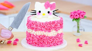 Satisfying Miniature Hello Kitty Cake Decorating - Best Strawberry Cake Recipe By Mini Tasty