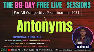 Antonyms / Opposite Words | English Grammar for All Competitive Exam - 2021 | Day - 69