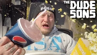 Eating Junk Food On A Roller Coaster! - The Dudesons