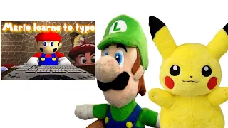 SM64: Mario learns to type Luigi And Pikachu's Reaction!!!