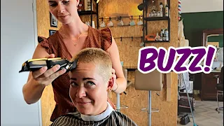 Incredible Buzz Cut Transformation by Short Hair Model!