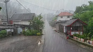 super heavy rainy day and thunder in a beautiful peaceful and calm village l Indonesian village life