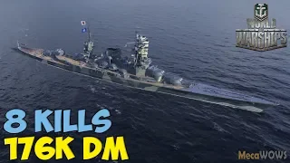 World of WarShips | Kii | 8 KILLS | 176K Damage - Replay Gameplay 4K 60 fps