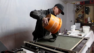 Кофейный столик из реакционно порошкового бетона на металлическом каркасе. Concrete coffee table DIY