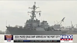 Navy destroyer USS Donald Cook arrives as Mobile’s 2024 Mardi Gras Ship