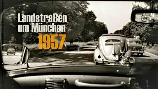 Landstraßen um München 1957 - Autofahrt - Überhol-Action - Bavarian country roads 1950's - dashcam