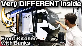 HOW?! TINY Camper with Queen Bed, Bunks, & Front Kitchen | 2023 Imagine 15BH by Grand Design
