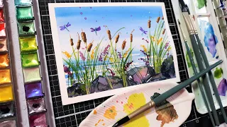 Relaxing Pond Watercolor Tutorial (on a greeting card!)