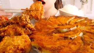 ASMR Japanese Gyoza Dumpling,Sauce Zangi【English subtitles】Eating Sounds/mukbang